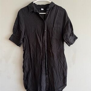 Women's Black Button-Front Shirt Dress